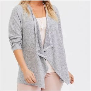 Torrid Gray Super Soft Plush Cardigan Drape Front Size 1X